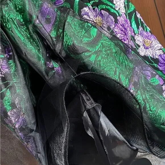 Carolina Herrera Metallic Floral Jacquard A-Line Dress size 6 - Picture 9 of 14